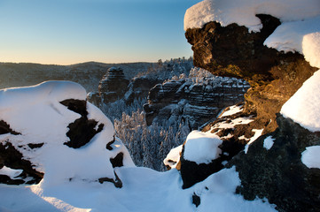 Wintermorgen an der Goldsteinaussicht in der Sächsischen Schweiz
