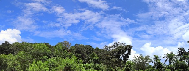 Beautiful and stunning high resolution panorama of landscape views on the Seychelles island
