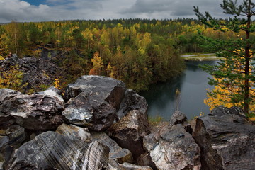 Russia. Karelia. Ruskeala mountain Park is a former marble quarry filled with groundwater.