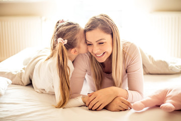 Mother and daughter have beautiful mornings.