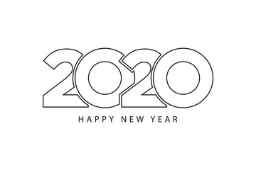Simple style lines happy new year 2020 black white theme