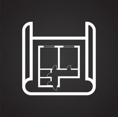 Home blueprint icon on background for graphic and web design. Simple vector sign. Internet concept symbol for website button or mobile app.