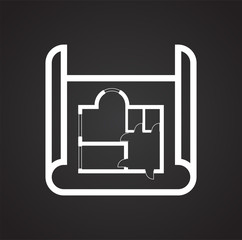 Home blueprint icon on background for graphic and web design. Simple vector sign. Internet concept symbol for website button or mobile app.