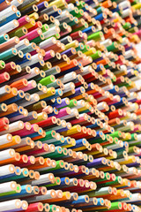a lot of colored pencils