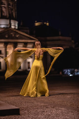 sexy woman in yellow dress