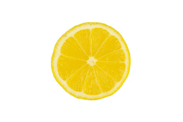 Fresh yellow lemon slice isolated on white background - image