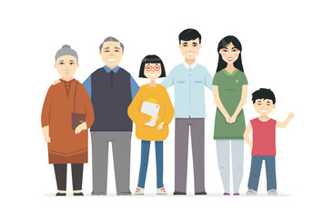 Happy Chinese family - cartoon people characters illustration