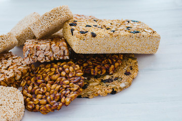 palanqueta Traditional mexican candy with peanuts crunchy and amaranth seeds