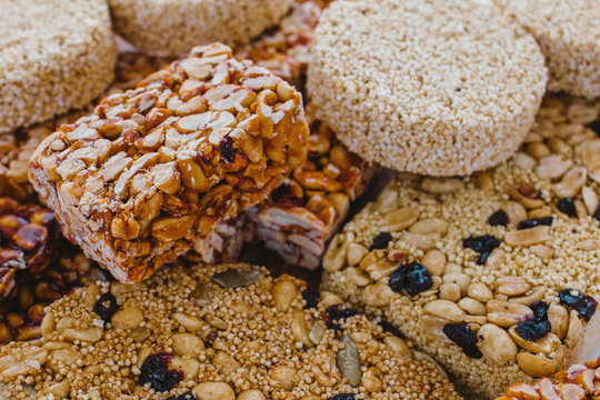 palanqueta Traditional mexican candy with peanuts crunchy and amaranth seeds