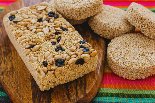 palanqueta Traditional mexican candy with peanuts crunchy and amaranth seeds