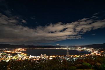 Fototapeta na wymiar 諏訪湖の夜景