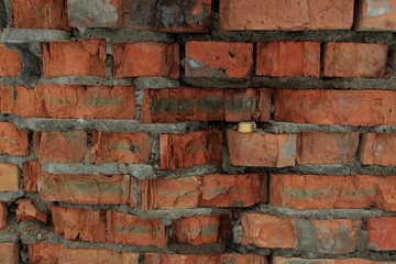 close up. fragment of an ancient brick wall