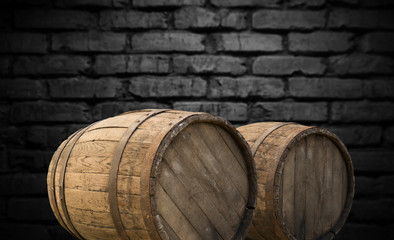 background of barrel and worn old table of wood,