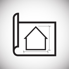 Home blueprint icon on background for graphic and web design. Simple vector sign. Internet concept symbol for website button or mobile app.