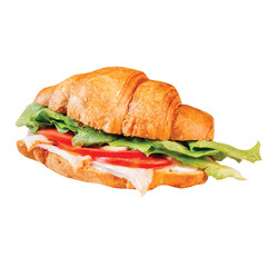 sandwich with ham and vegetables isolated on white