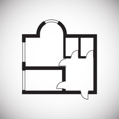 Home blueprint icon on background for graphic and web design. Simple vector sign. Internet concept symbol for website button or mobile app.