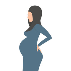A pregnant woman of Arab appearance. Pregnant girl, future mom. Vector illustration.