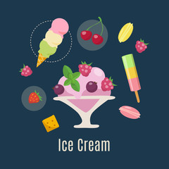 Vector ice cream infographic summer food design. 
