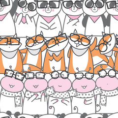 Naklejka premium Pattern set cute animal hand drawn character - Vector