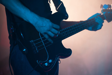 Live rock music background, bass