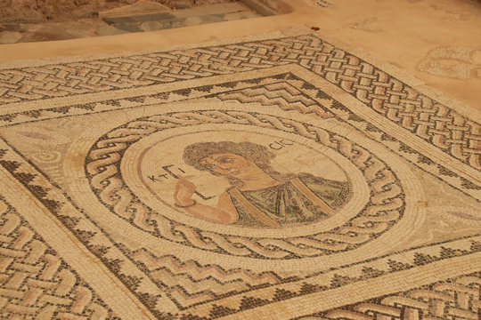 Mosaic - Bust of a young woman (Iconographic design), ancient Kourion - Cyprus