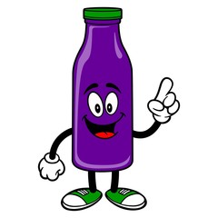 Grape Juice Mascot Pointing - A vector cartoon illustration of a Grape Juice Mascot pointing.
