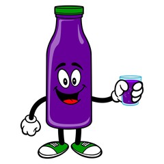 Grape Juice Mascot with a glass of Juice - A vector cartoon illustration of a Grape Juice Mascot with a glass of Grape juice.
