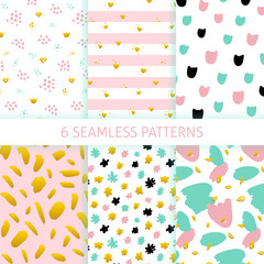 Mothers Day Hipster Trendy Seamless Patterns