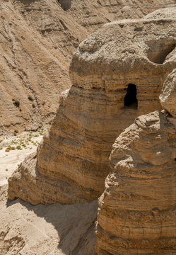 Qumran Cave with the dead sea