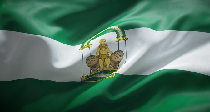 Bandera oficial de Andaluc&iacute;a, comunidad aut&oacute;noma de Espa&ntilde;a.