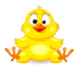 Small yellow chick. Little yellow chick on a white background. Cartoon chick