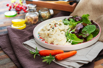 Traditional Parmentier of fish with chives