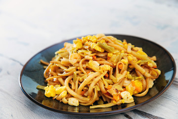 asian food noodles on the table