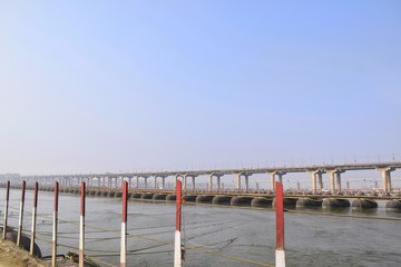 Prayagraj, Uttar Pradesh, India - Feb 16, 2019: Old Naini bridge.