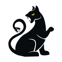 a cat and a snake-like tail vector illustration