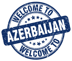 welcome to Azerbaijan blue round vintage stamp