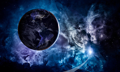 Obraz na płótnie Canvas Planet Earth. Earth in the endless stellar space. Elements of this image furnished by NASA