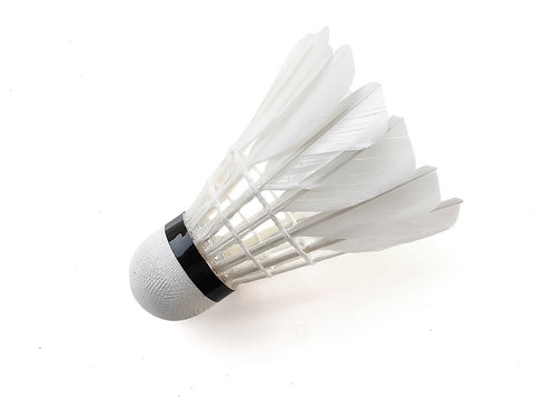 Badminton ball or shuttlecock isolated on white background with clipping path