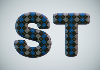 3D Illustration of Sock Alphabet (Numbers and Letters)