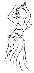 belly dancer dancing, silhouette vector
