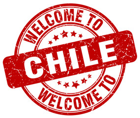 welcome to Chile red round vintage stamp