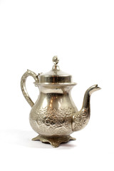 Vintage Antique Steam Punk Style Kettle Teapot on White Background 