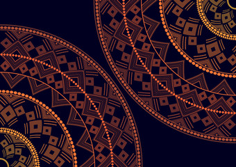 Mandala is an isolated graphic element. Oriental ornament geometric pattern. Stylized floral round decor.