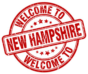 welcome to New Hampshire red round vintage stamp