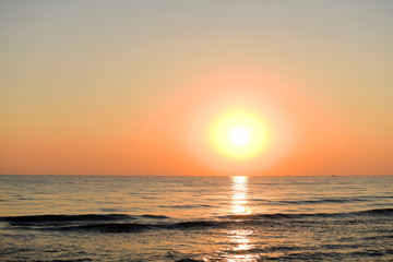 The sea the morning  amidst the clouds and the sky is beautiful quiet atmosphere feeling lonely