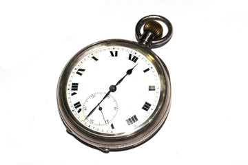 Vintage Antique Clock Watch Timepiece On White background