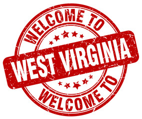 welcome to West Virginia red round vintage stamp