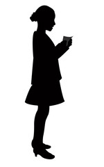 girl reading book, silhouette vector