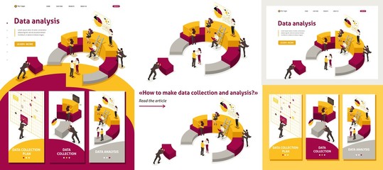Fototapeta premium Isometric Collecting and Analyzing Data