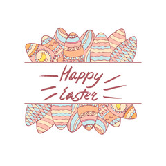 Handdrawn Easter frame with greeting